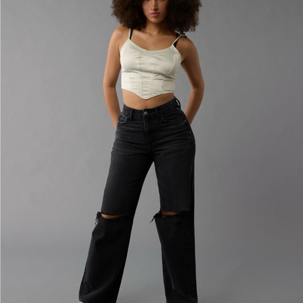 AE Ripped Curvy High Waisted Baggy Straight Jean